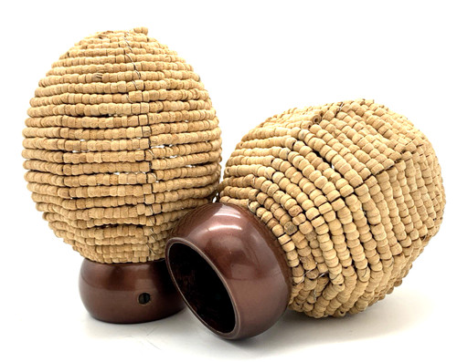 Cork beaded basket - beaded, finials