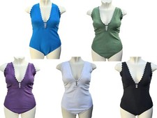 M&S Scalloped Swimsuit Swimming Costume Non Wired Wide Strap Size 12 14 16 18