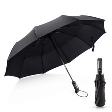Mens Windproof 10 Ribs Strong Automatic Umbrella Large Compact Travel Folding UK