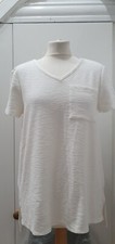 Nina Leonard V Neck Short Sleeve Top With Pocket Ivory New Size Small QVC