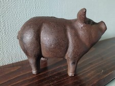 HEAVY 1270g CAST IRON PIG FIGURINE 6.5" in length