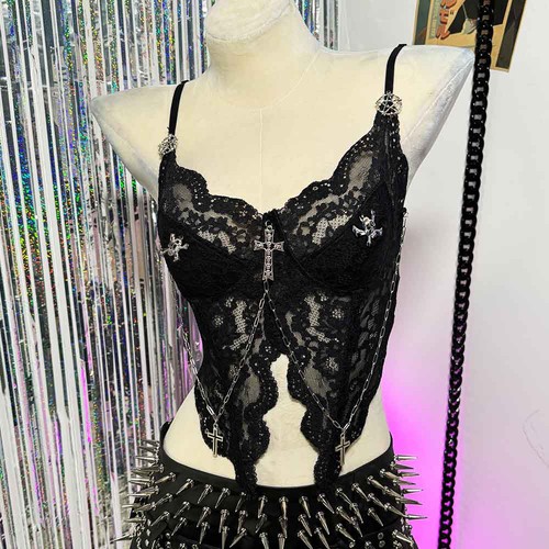 Goth y2k tops punk mini - ,