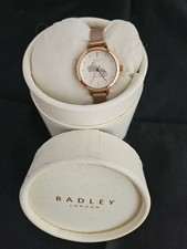 Radley Women's Quartz Watch WORKING Rose Gold Tone Mesh Bracelet White Dial