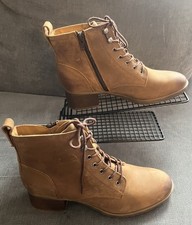 Women's Clark Mila Lace Dark Tan Leather Boots UK 7 EU 41