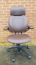 Humanscale Freedom Brown Leather Headrest Task Chair Black Arm Home Office Choco