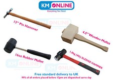 Amtech 13" Pin Hammer & 16oz Rubber Mallet with 4.5" Wooden Handle–DIY Tool Set