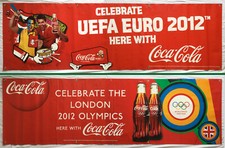 COCA-COLA UEFA and LONDON OLYMPICS 2012 VINYL PROMOTIONAL BANNER. 6½ × 2 ft.