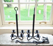 Pair of American Wrought Iron 4 Candle Chandeliers - 15" Tall, 8.25" wide
