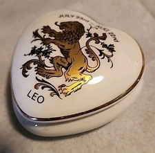 Leo Zodiac Heart Shaped Trinket Box By  Royal Worcester Palissy England Petite
