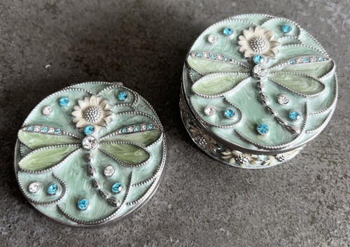 Metal enamel trinket box - enamel,