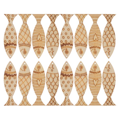 50pcs fish shaped wooden tags - 50pcs,
