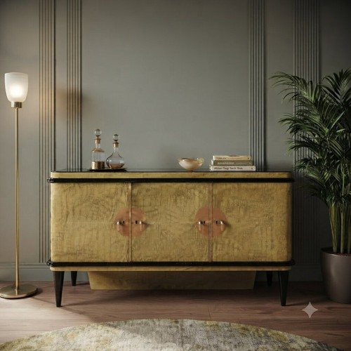 Vintage buffet wood brass - vintage,