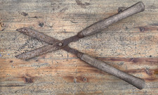 Vintage Wooden-Handled Hand Shears - Approx 70cm