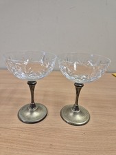 Vintage Champagne Coupe Glasses Silver Plate Set Of 2