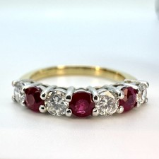18ct Gold Ruby & Diamond Half