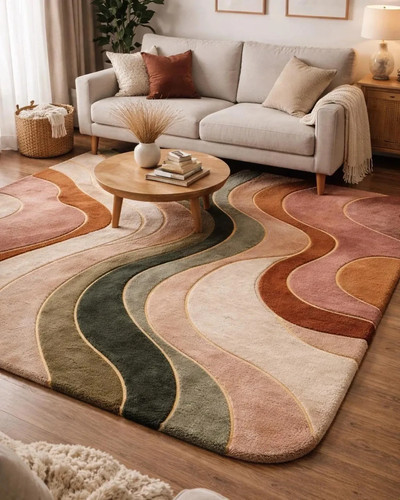 Hand tufted modern abstract - hand-tufted,