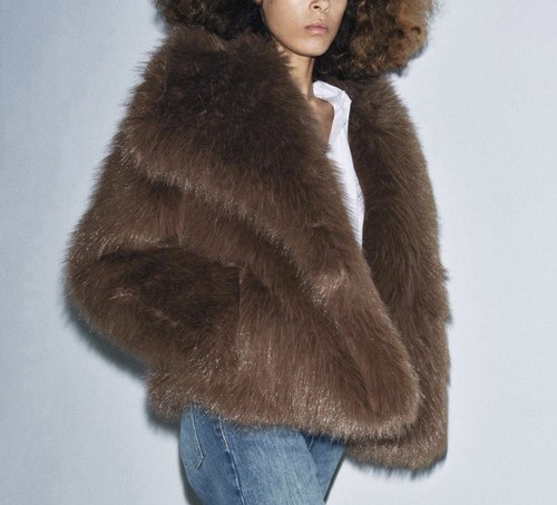 Zara size faux fur - zara, coat