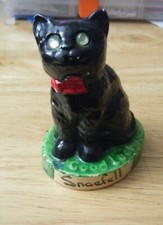 1960s Vintage Black Cat Green Glass Eyes Snaefell Ornament Souvenir