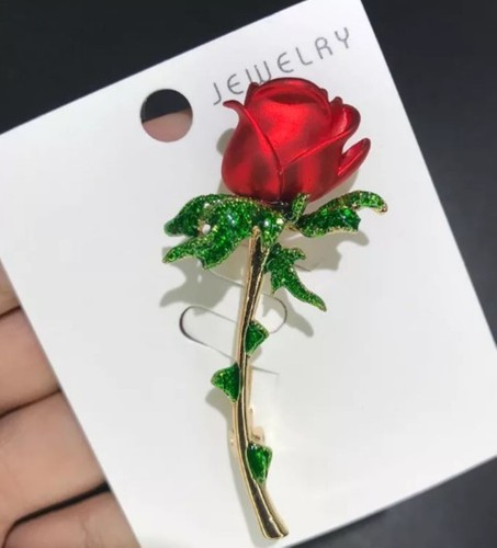 Red enamel rose - rose, flower
