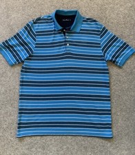 James Pringle EWM Men’s Striped Short Sleeve Polo Shirt Blue Size S