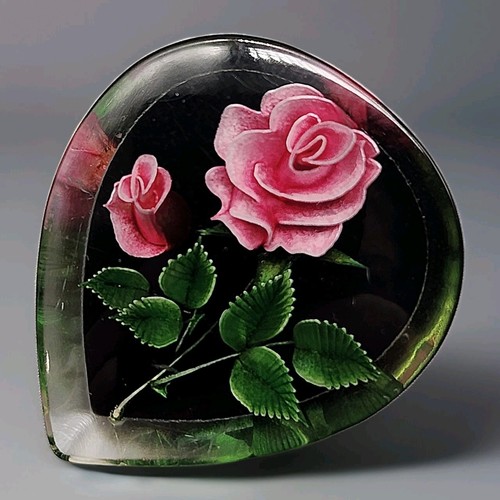 Vtg lucite pink rose brooch - pink,
