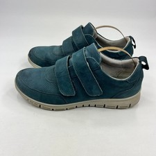 Hotter Energy EXF Women's Blue Leather Comfort Shoes UK 6 Wide Fit Hook & Loop