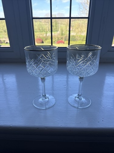 Cut glass wine goblets - glass,