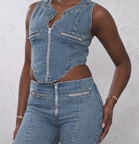 Plt tall denim zip front - denim,