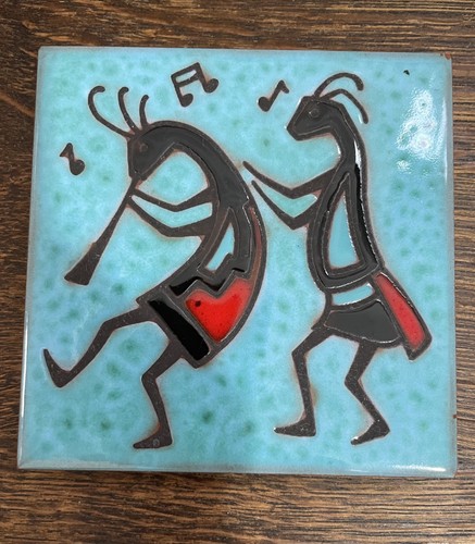 Turquoise kokopelli tile - kokopelli,