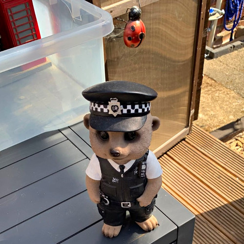 Painted resin bear police - painted,