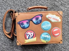 Yoshi tan/multi genuine leather bag, exc cond!