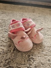 Pink Fleeced Unicorn Slippers Size 4