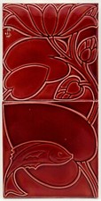 Arts & Crafts Voysey Pilkington's Fish & Leaf Tile Panel