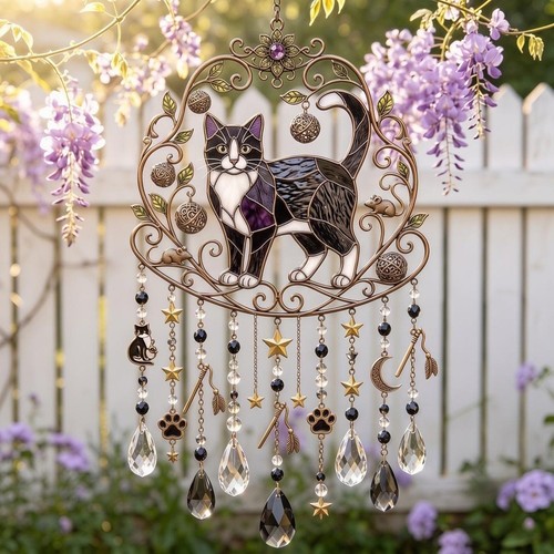 Gentle sounding cat wind chime - gentle-sounding,