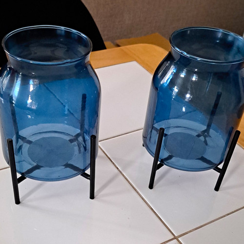 Blue glass cylinder - blue,
