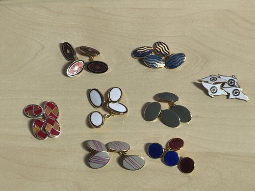 Enamel chain link cufflinks - link,