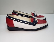 VAN DAL SIZE 7UK EUR41 WOMENS LEATHER SLIP ON LOW WEDGE HEEL BOAT COURT SHOES