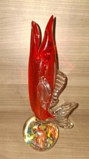 RETRO VINTAGE MURANO ORANGE GLASS FISH GURGLE VASE PAPERWEIGHT 1960s