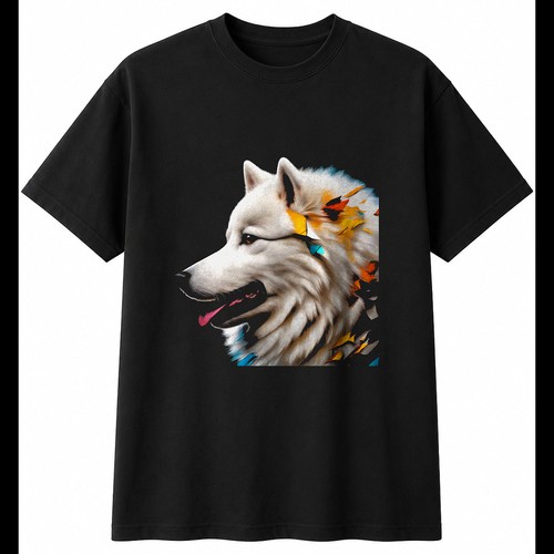 Samoyed torn paper - paper, lover
