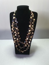 Bohemian Multi-Strand Wooden Disc Necklace Statement Accessory