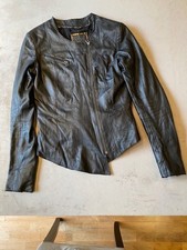Kate Moss Topshop Black Leather Asymmetrical Jacket S10