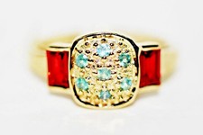 Alexandrite 9ct Gold Ring Genuine Alexandrite & Sunset Sapphires RARE Size N