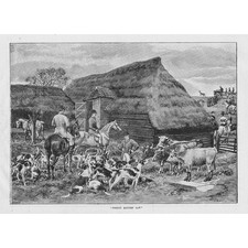 STAG HUNTING Twenty Minutes Law - Antique Print 1888