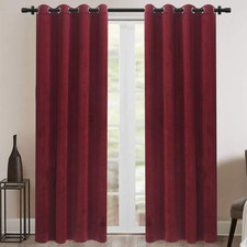 Velvet Blackout Curtain Set with Eyelet 2 Panels 66 X 54 Burgundy Thermal Insula