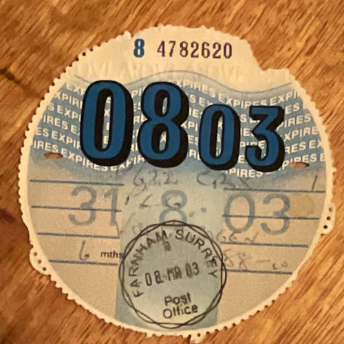 Vehicle tax disc licence - vehicle,