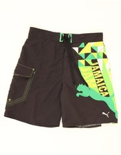 PUMA Mens Jamaica Graphic Swimming Shorts Small  Black Colourblock DC58