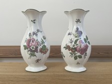 Royal Doulton China Floral Vases Pair E Series Antique 24cm Tall
