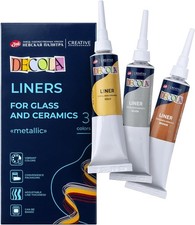 Decola Acrylic Metallic Liners | Water-Based 3 x 18 ml Acrylic-Liners for Porce