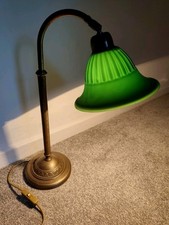 Art deco green lamp - green, brass