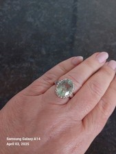 Natural Prasiolite (green Quartz) Ring 925 Sterling Silver Size O